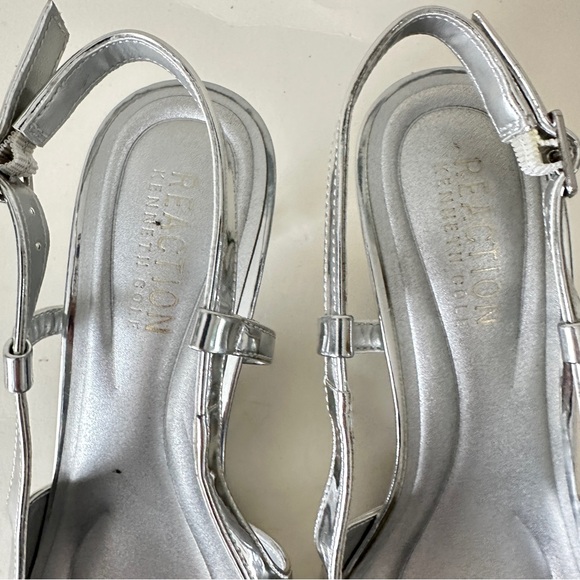 NEW Kenneth Cole Reaction Maggie Silver Kitten Heels Women's Slingback Sz 7M - Picture 6 of 13